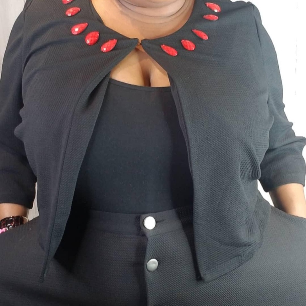 Black with red jewels crop shrug
